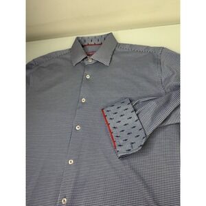 Mens Luchiano Visconti My Favorite Shirt Hounds Tooth Flip Cuff Fish Size Large